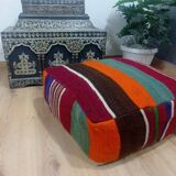 Handmade Berber pouf in wool 60 X 60 X 20 CM