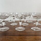 10 coupes à champagne anciennes en verre soufflé 19eme
