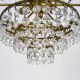 Chandelier, brass crown ceiling light, 5 floors, 3 lights, glass pendants. 60s