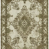 Handmade oriental unique 1980s 280 cm x 385 cm beige wool carpet