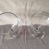 Duo of Vases Giant Cocktail Glasses Tealight Holders Cups on Blown Crystal Stand