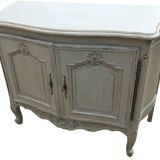 Louis XV style sideboard in cherry wood, revamped with Versailles parquet flooring