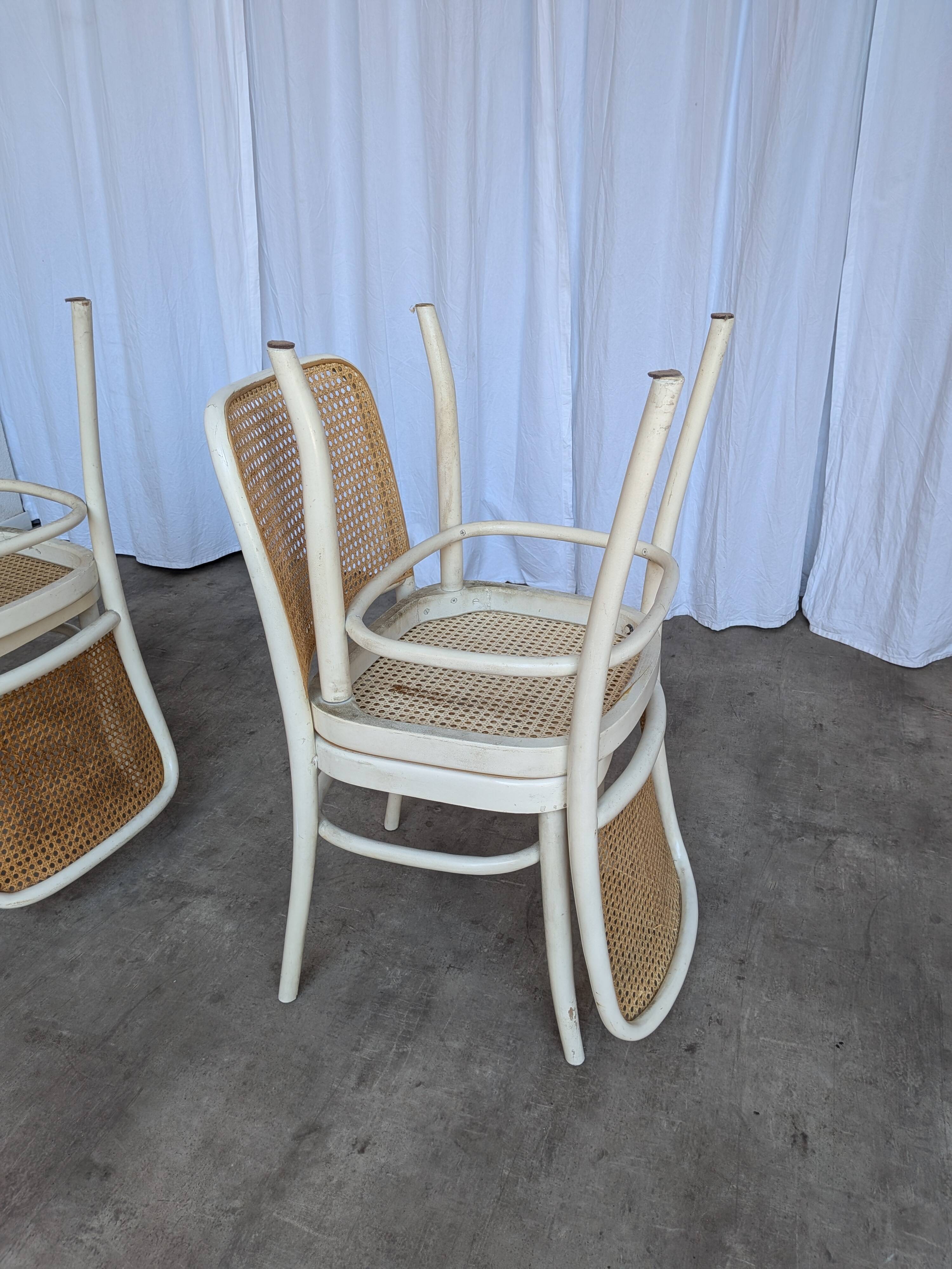 Set of 4 Thonet Style 811 Cane Chair: Josef Hoffman Mid-Century Modern Furn