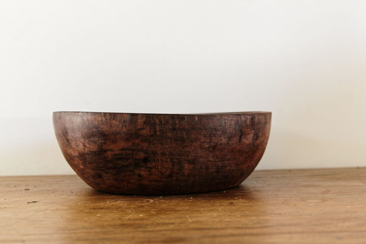 Raw wooden salad bowl