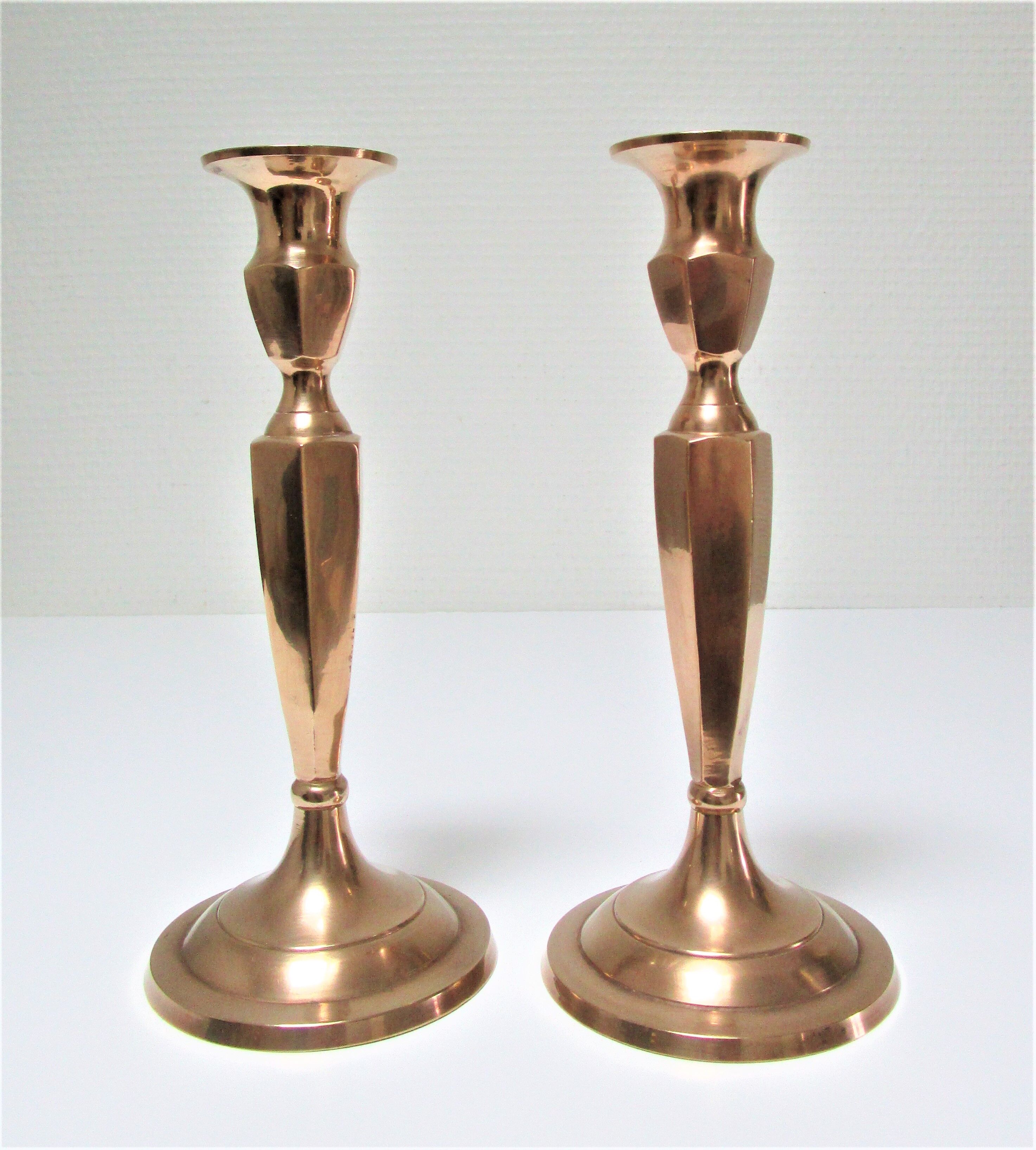 pair of candle holders solid brass gilded neo classic vintage style