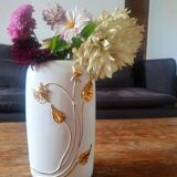Italian vase signed white and gold