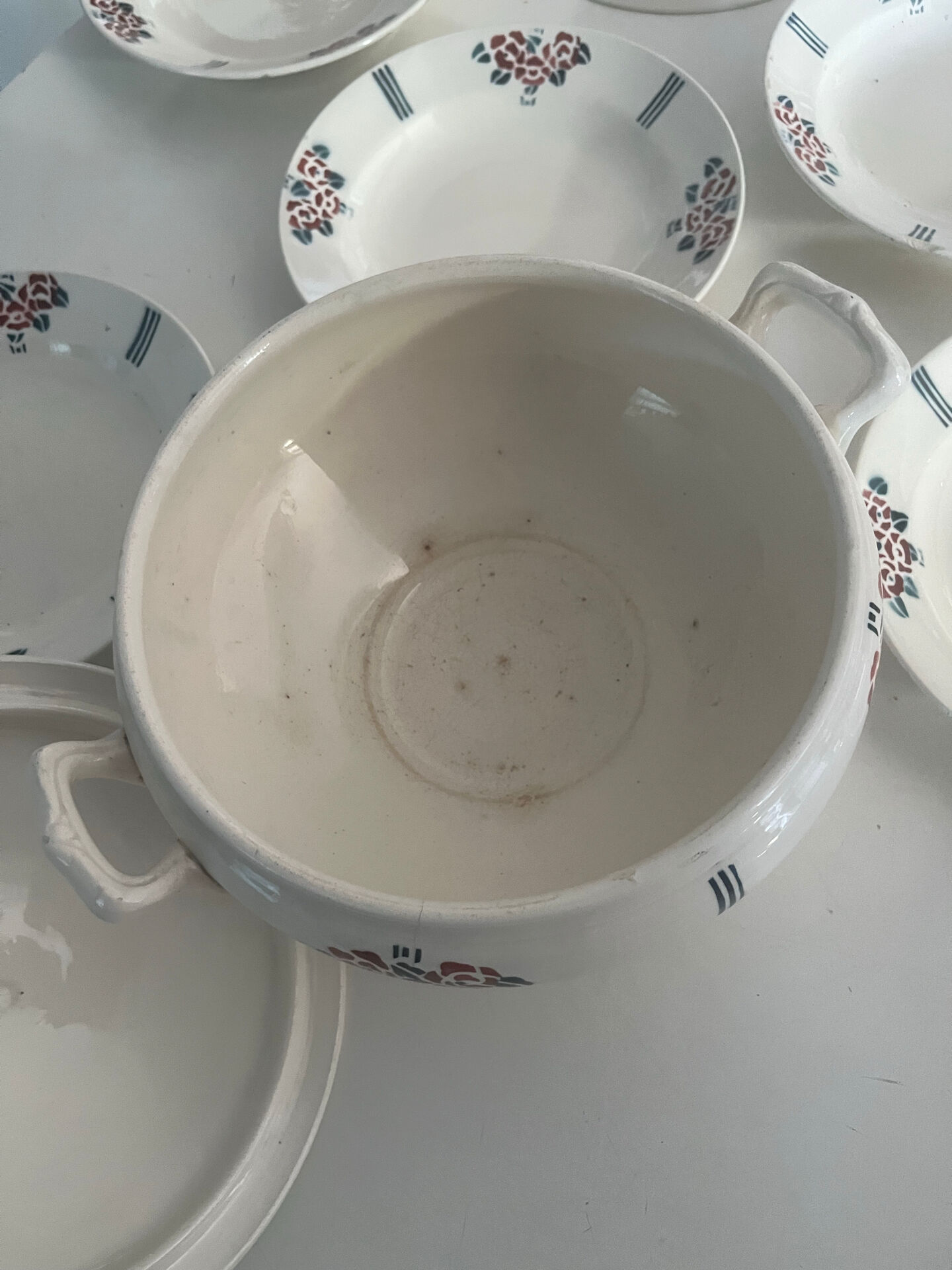 Antique faience service Meaux Longchamp