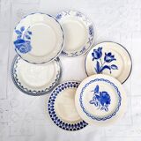 Old flat plates mismatched in earthenware