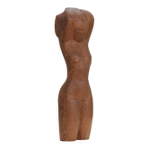 "Woman in Chains" hand-carved wooden torso sculpture, Netherlands, 1970s