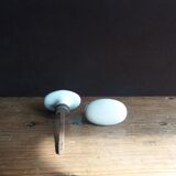 White porcelain door knob handles