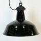 Industrial Black Enamel Factory Lamp with Cast Iron Top, 1950s