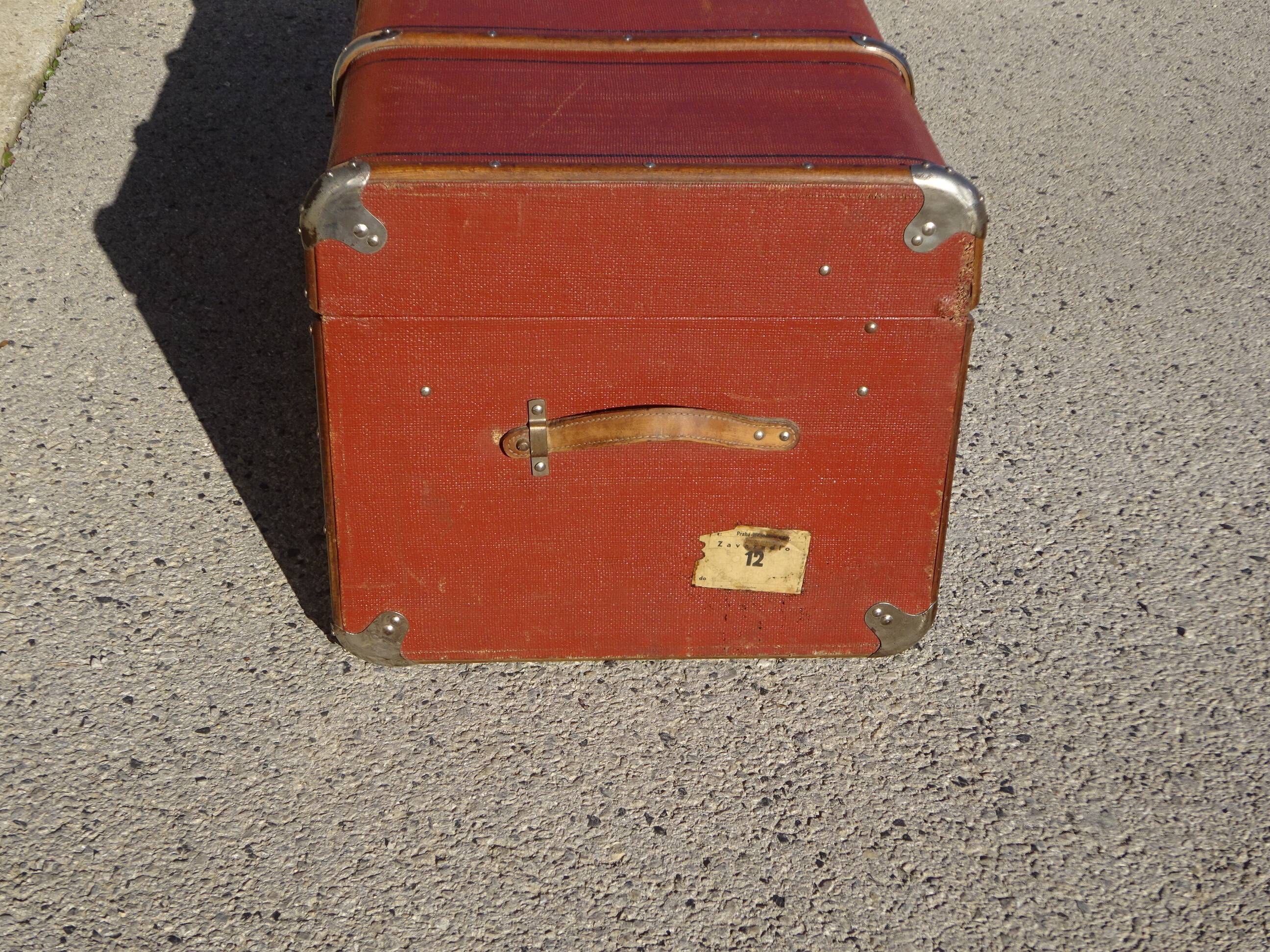 Old curved travel trunk