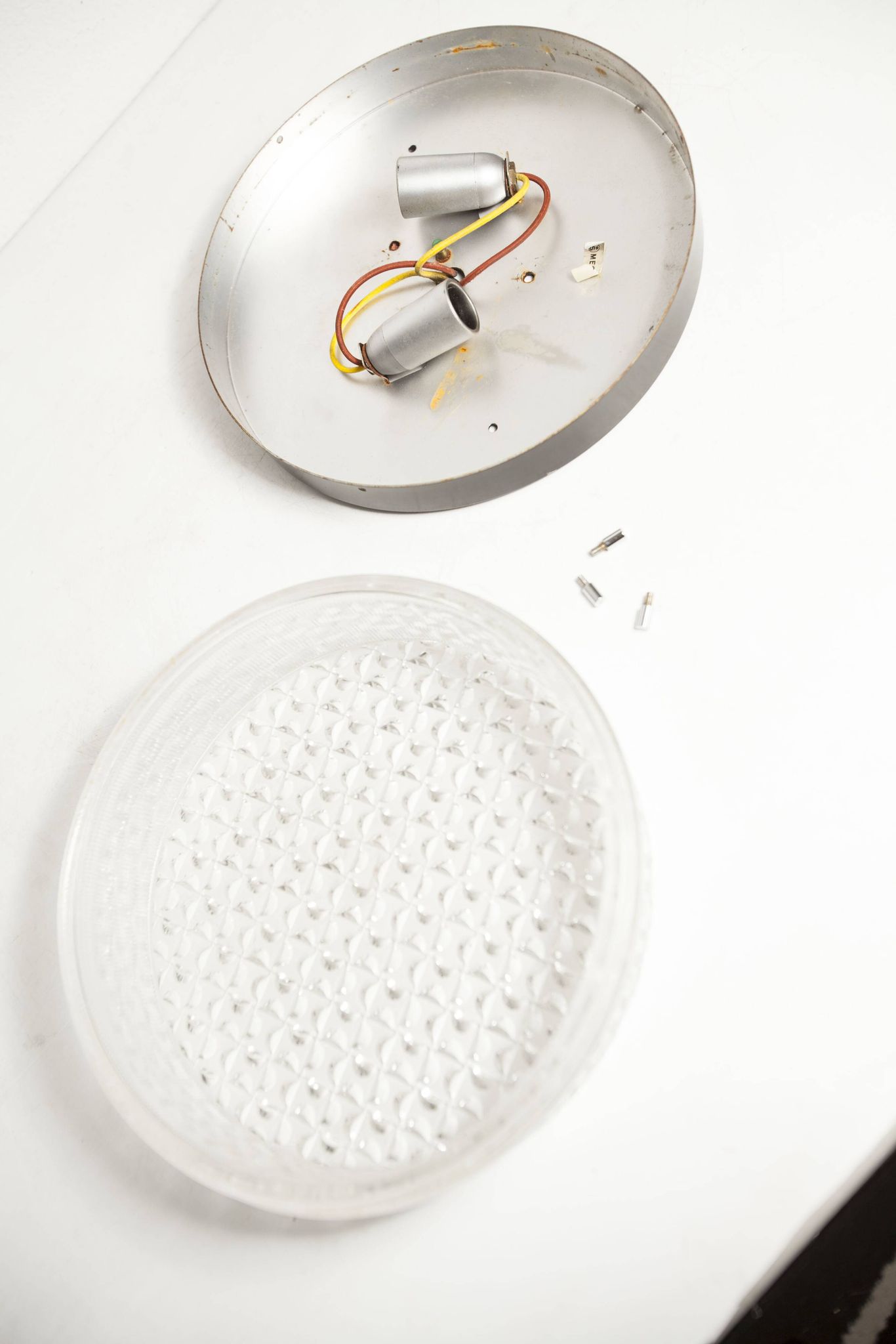 S+ Megal round ceiling light in black and opaque Swiss machined glass 90