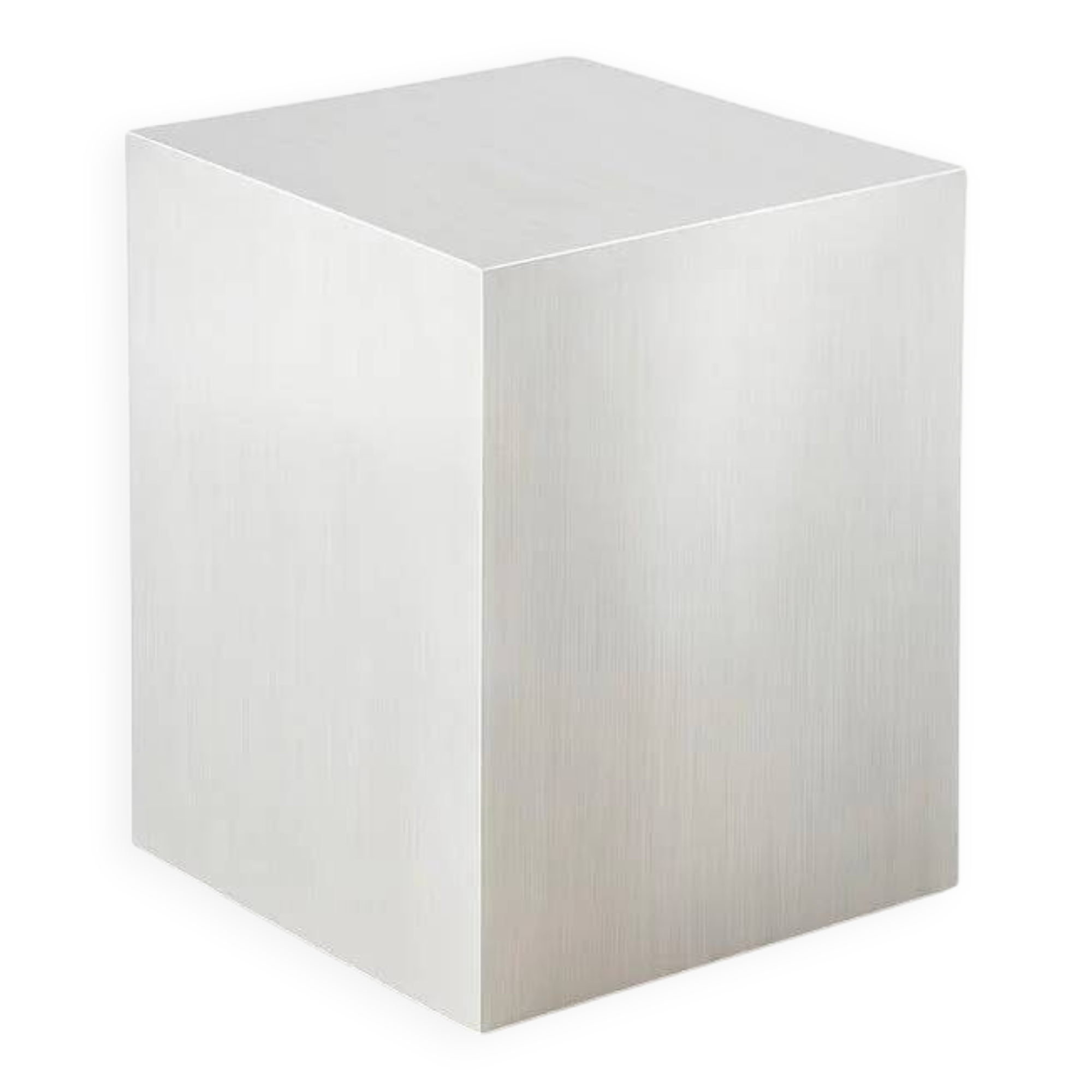 Table d'appoint Veliento "Silent Cube" en acier inoxydable brossé