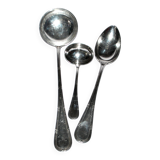 3 cuillères à sauce et louche Rubans croisés nœuds en métal argenté Reneka