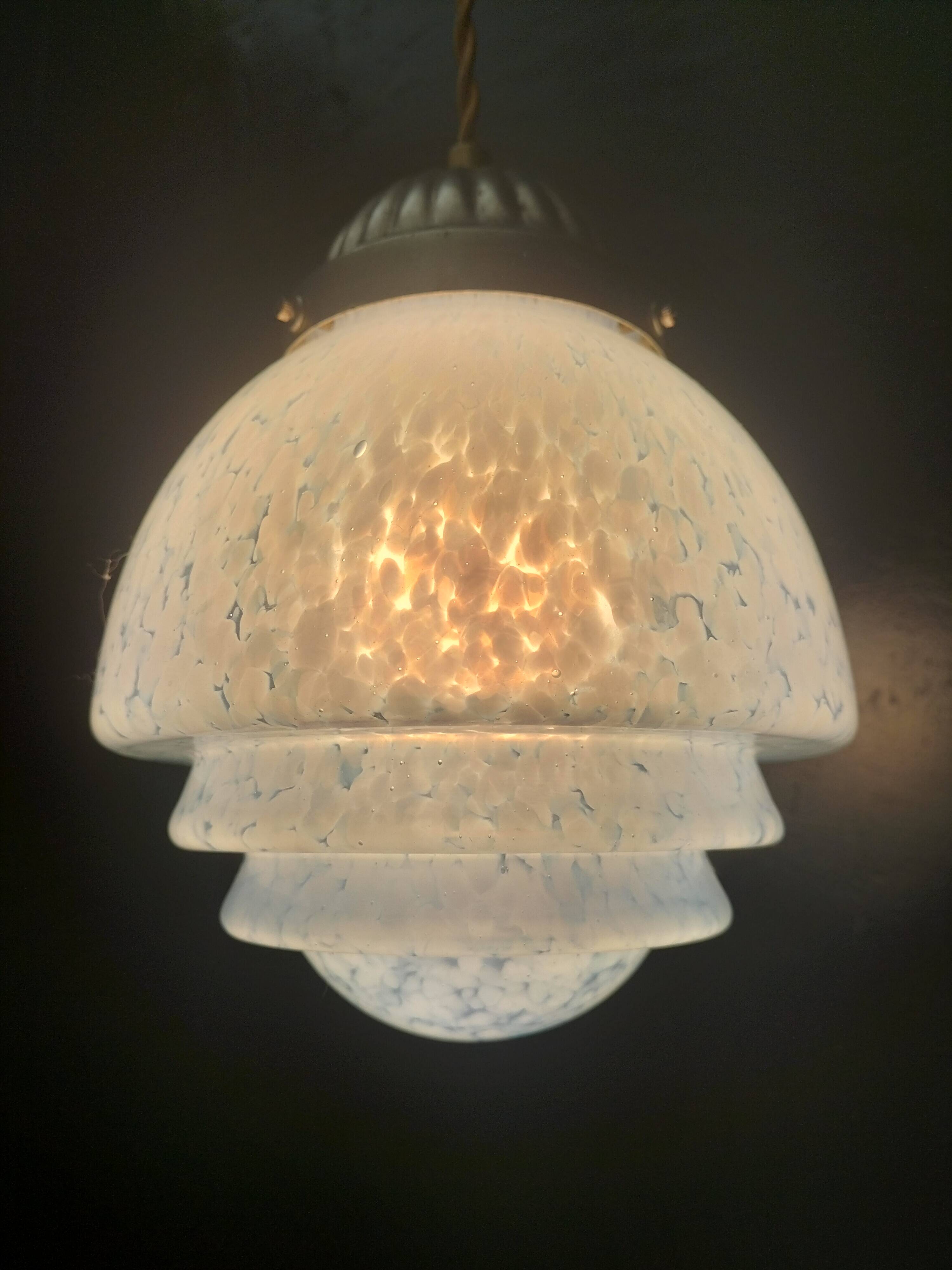 Speckled blue opaline pendant light