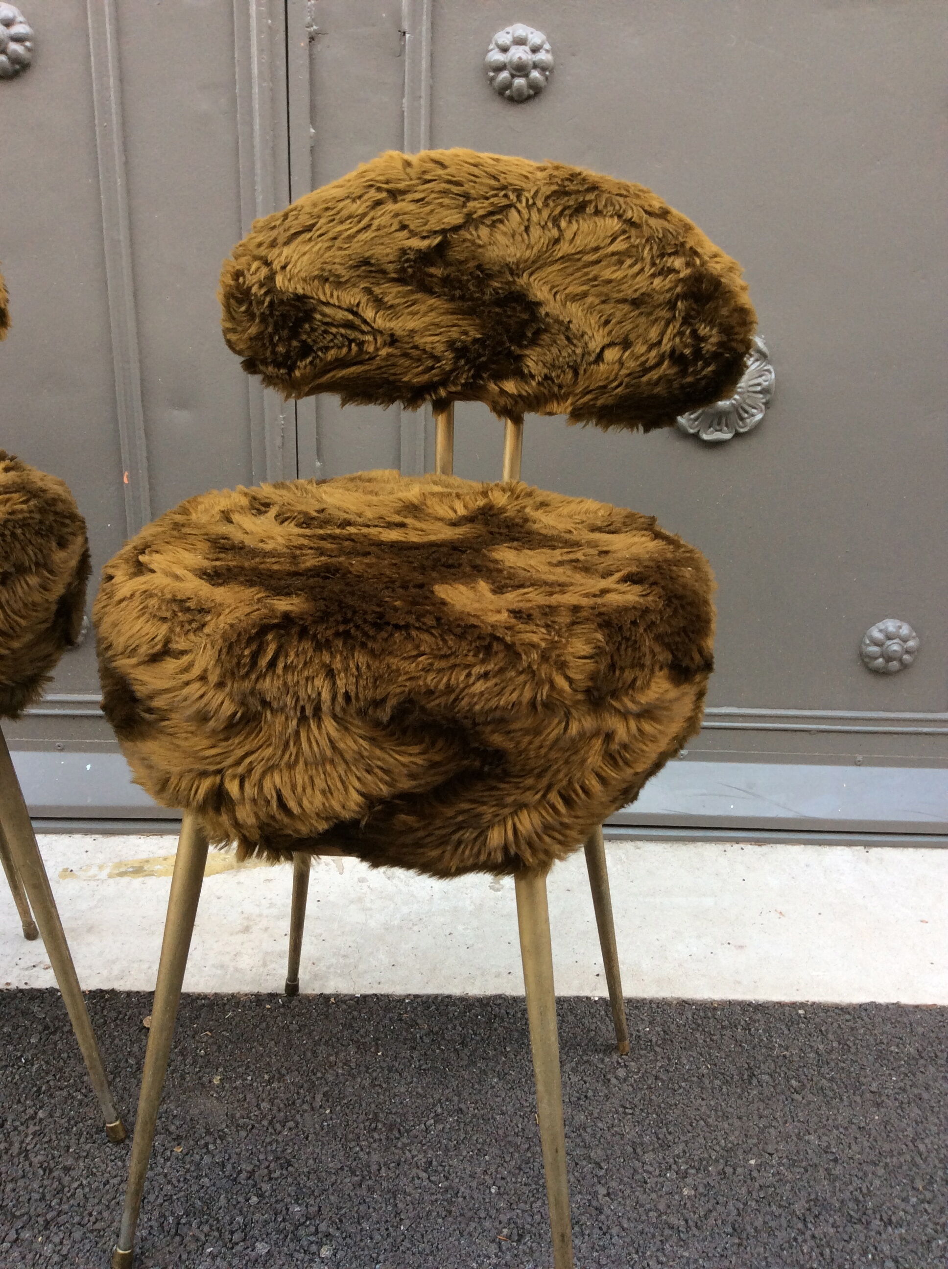 Pair of chairs Pelfran moumoute 1960