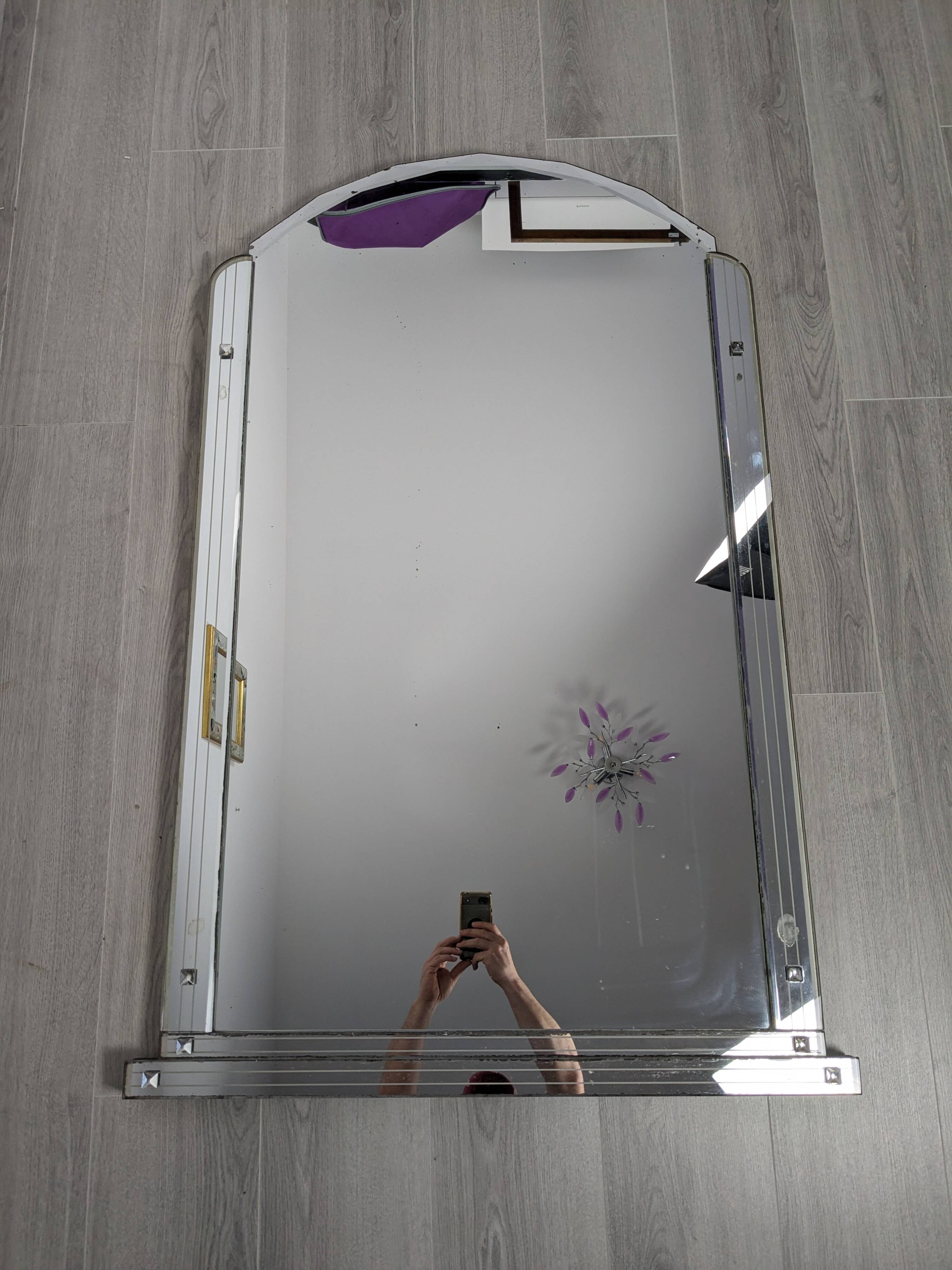 Beveled art deco mirror 127 x 83 cm