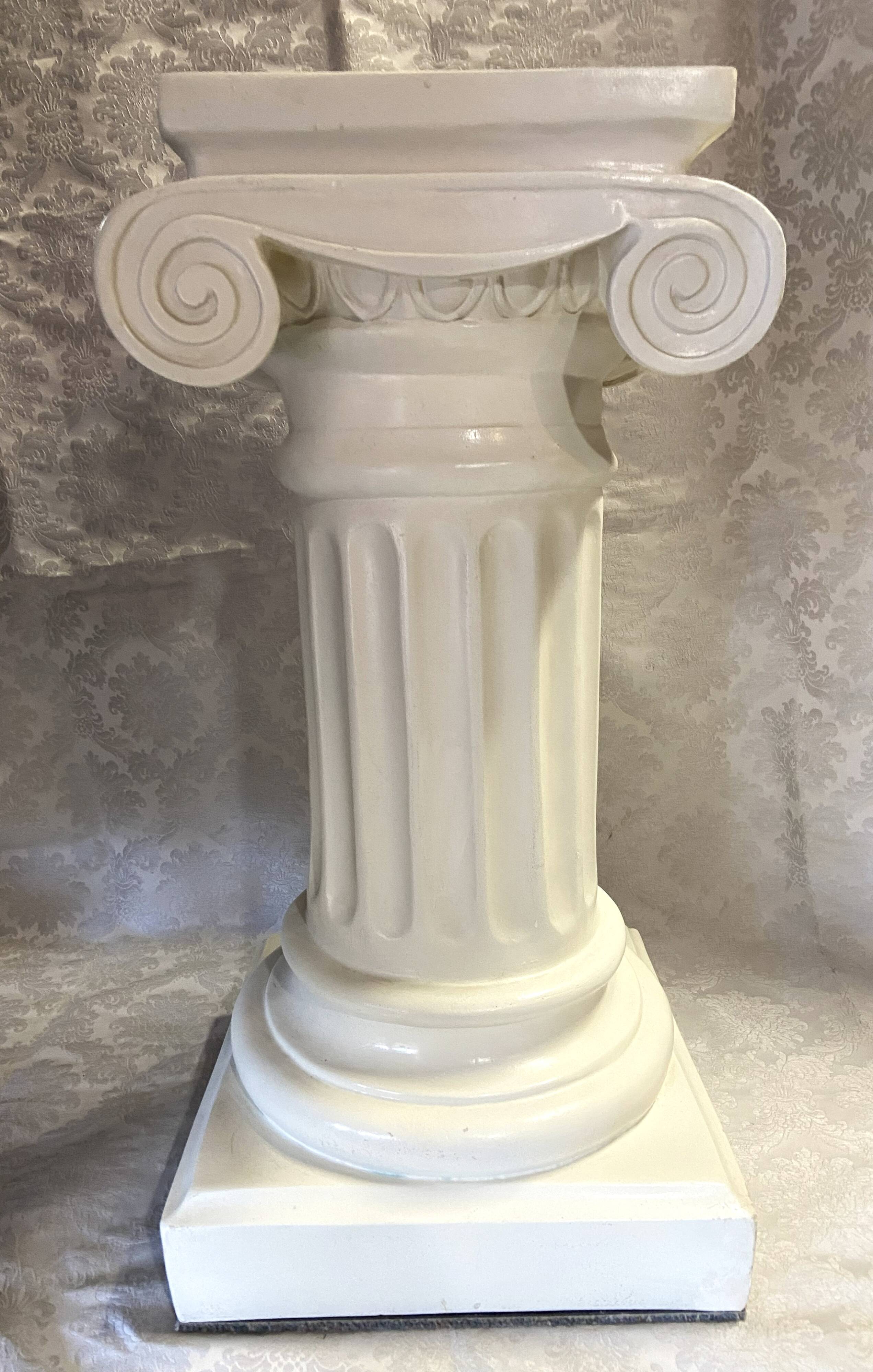 Elegant Pedestal Column in Hardened Plaster with Ionic Volute Capital