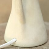 White ceramic lamp with wool lampshade, 1950s