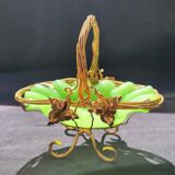 Empty pocket basket in green opaline (uranium/uraline)