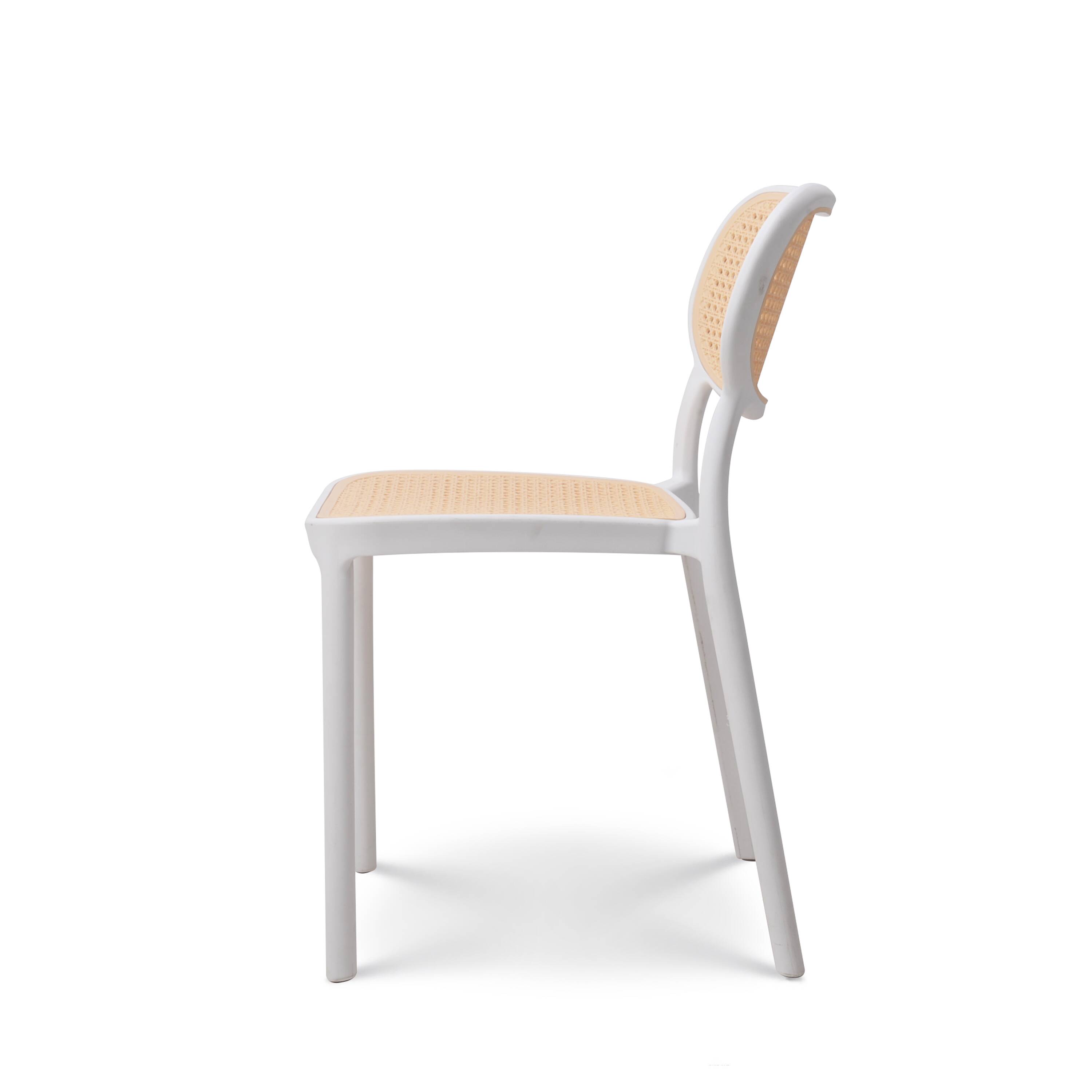 White chair with retro cane look