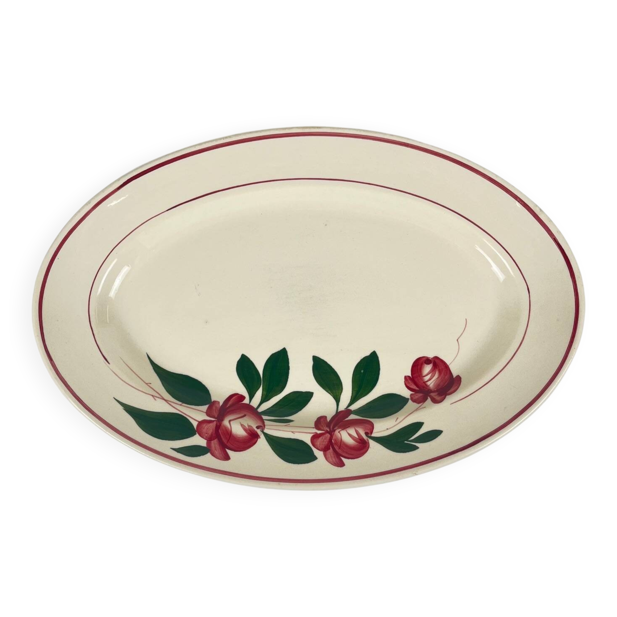 Grand plat ovale Sarreguemines "Samois", début XXe