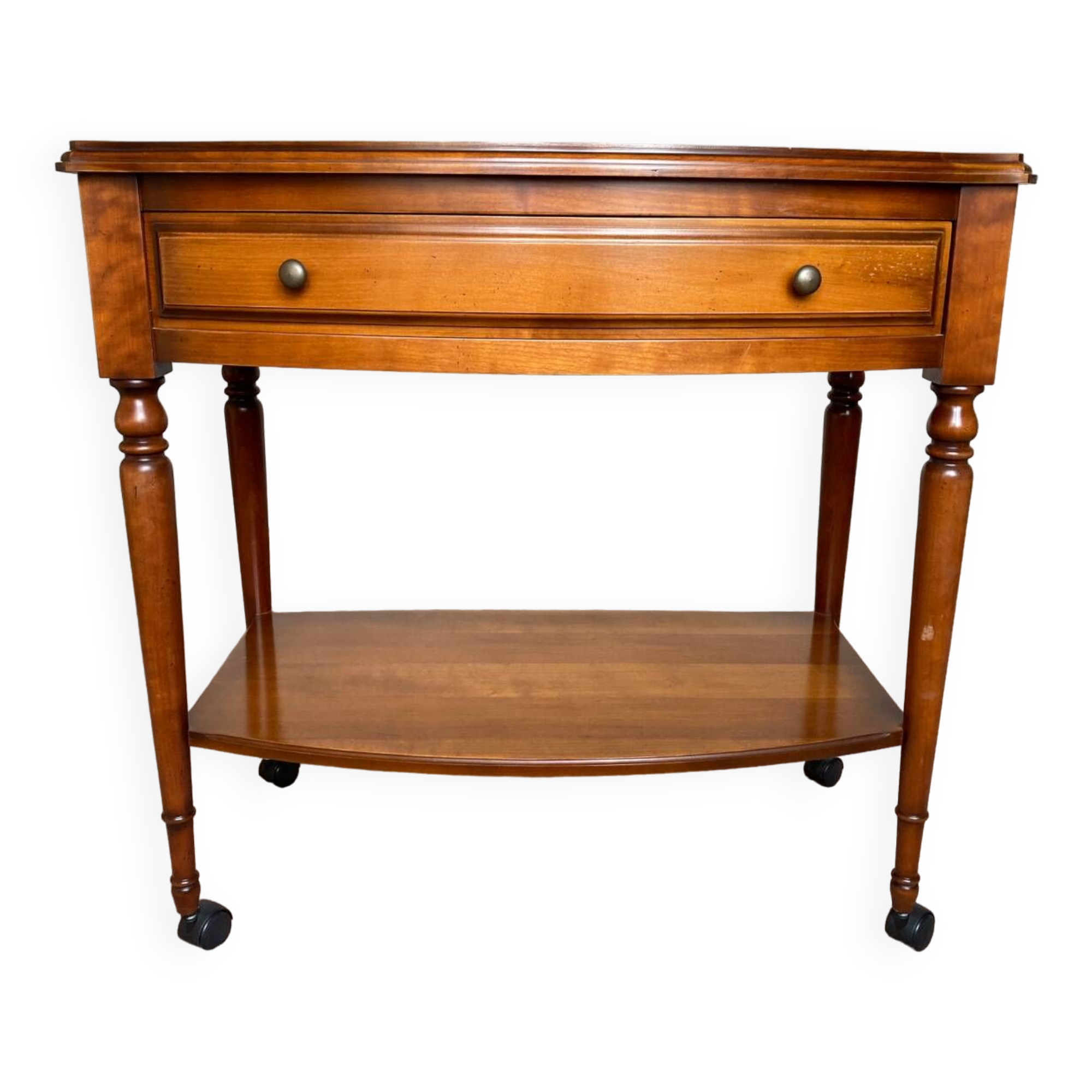 Wooden TV cabinet on casters