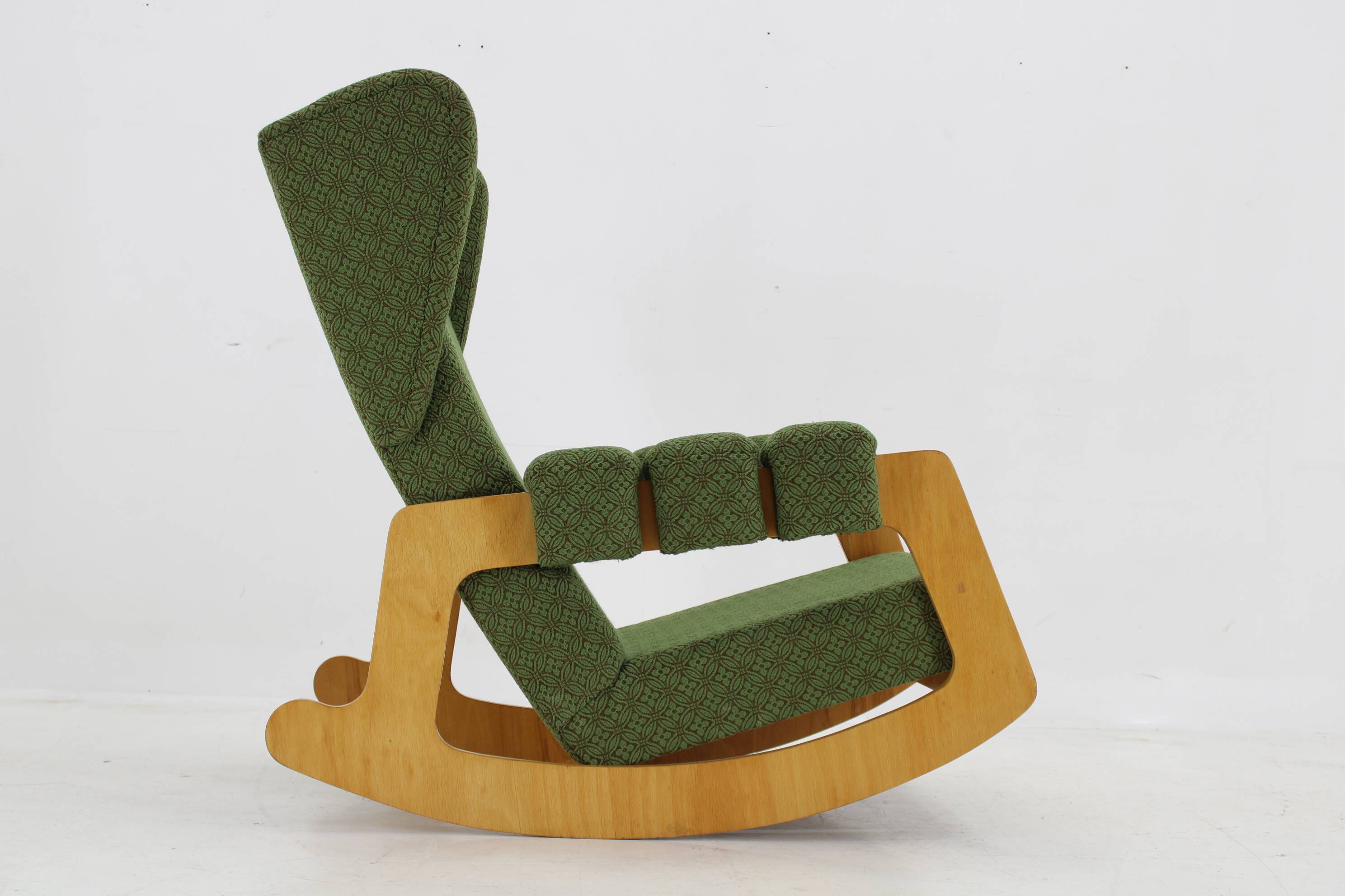 1970s Large Rare Brutalist Rocking Chair, Czechoslovakia