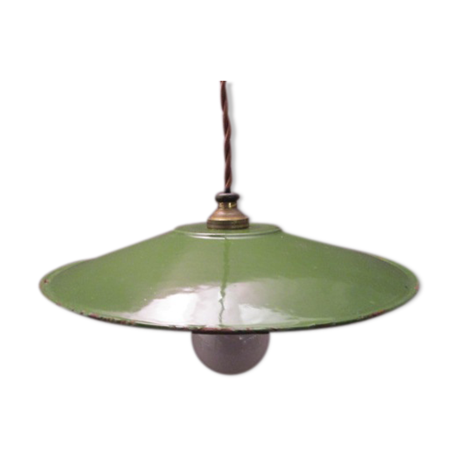 Old hanging in green enamelled sheet metal