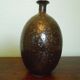 Foiled bottle vase, artisanal pottery, Raku