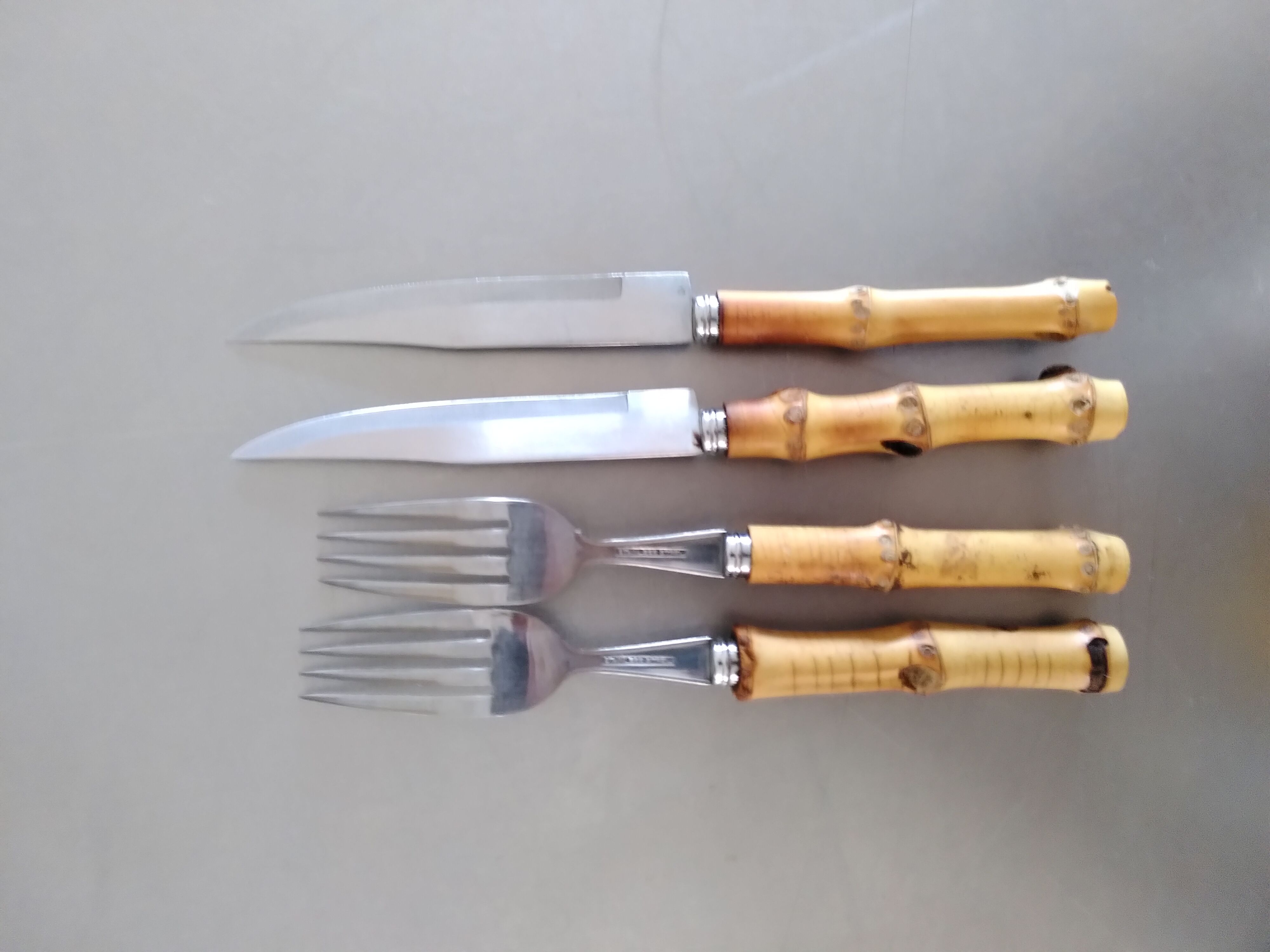Bamboo and stainless steel cutlery