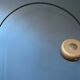 GEPO arch floor lamp with beige 'Bucket' lampshade