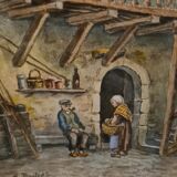 French Watercolor by Henri Boitiat (1866 1944).