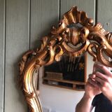 Miroir rocaille bois doré, XIXeme