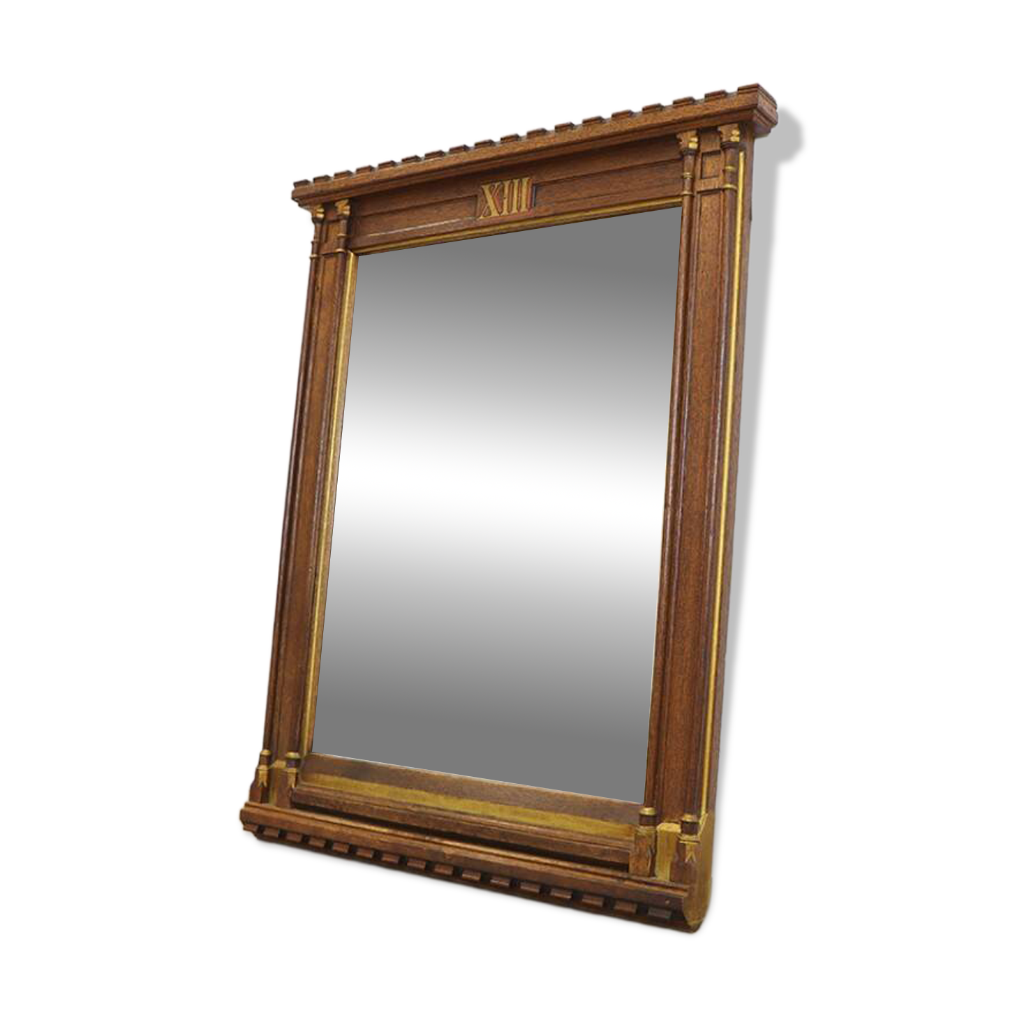 Antique Mirror in oak crossway frame