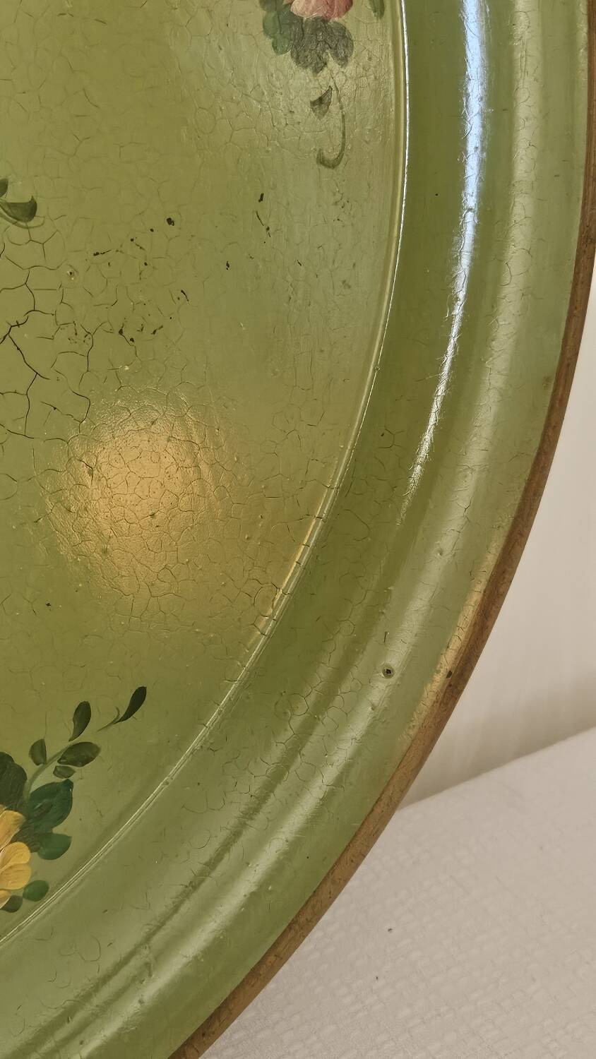 Round painted tin plateau Napoleon III