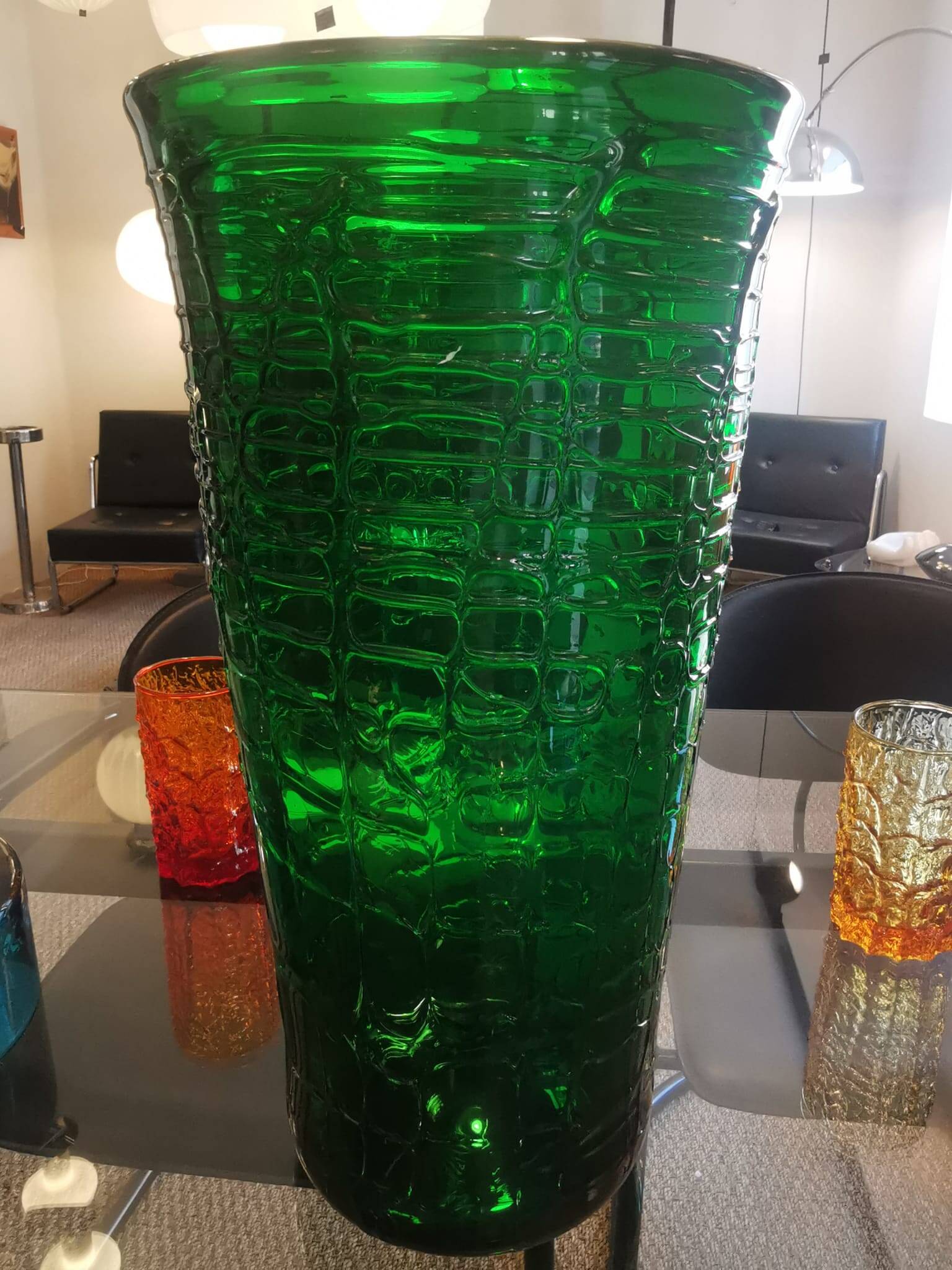 Vintage XXL glass vase with “Croc” print