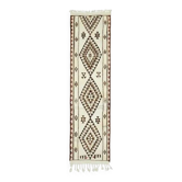 1970s Vintage Turkish Hand-Knotted Wool Cotton Beige Runner Rug 92x355