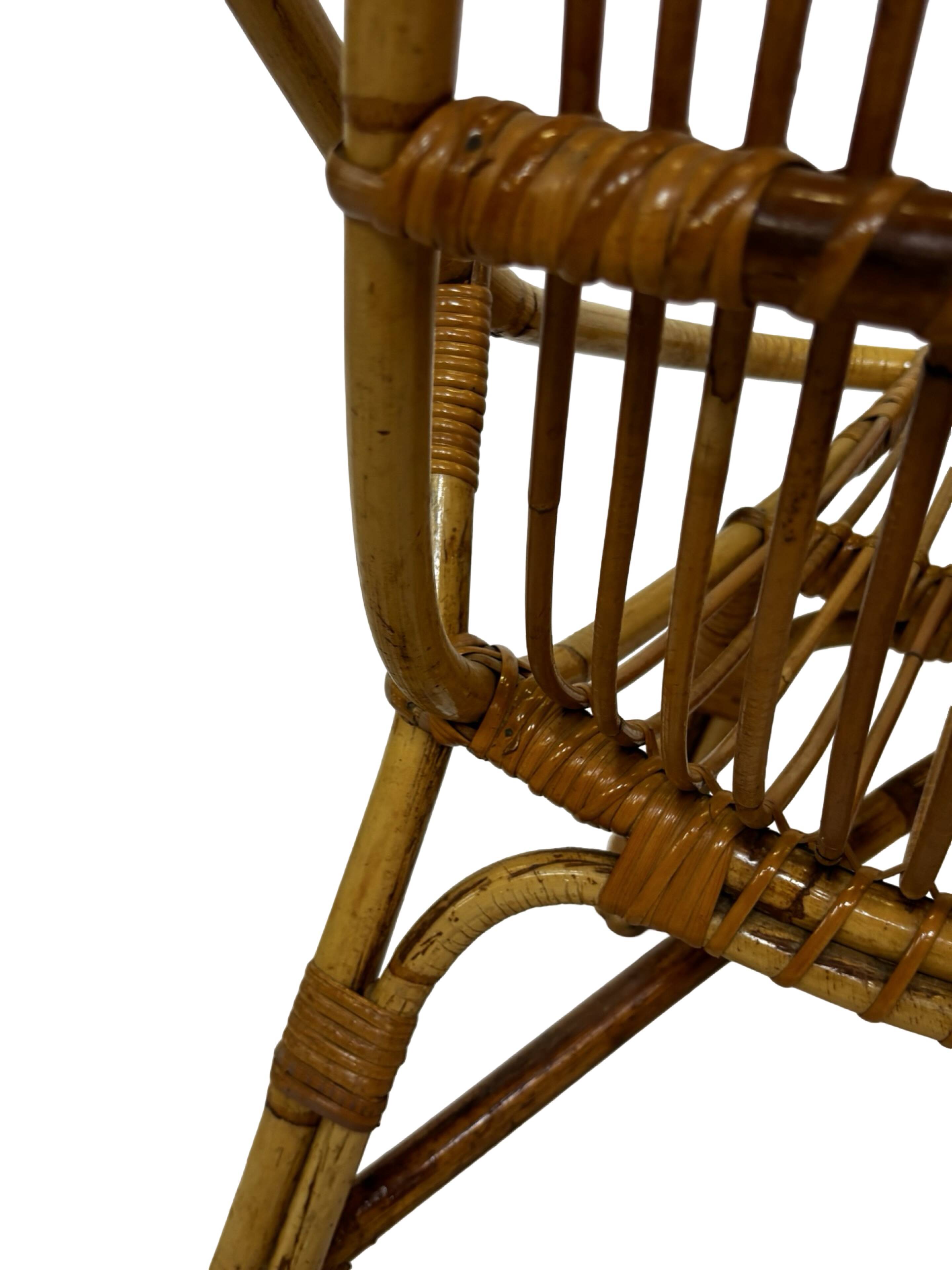 Ensemble vintage de 4 fauteuils club en rotin Rohe Noordwolde 1960