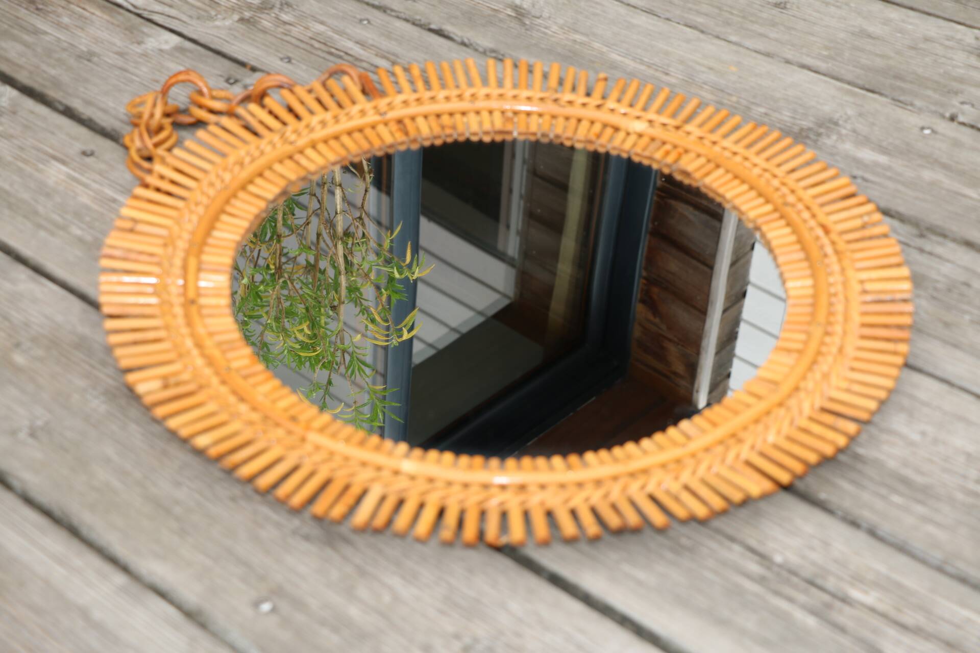 Rattan sun mirror 530mm