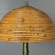Mid-Century Pencil Reed Rattan Bamboo and Brass Table Lamp, 1970s