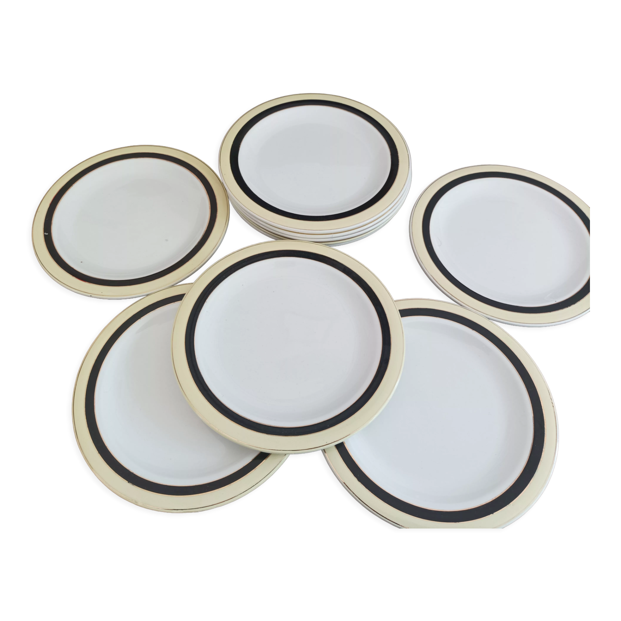 Lot de 11 assiettes plates, 18,5 cm  Salins France Modèle Opaceline Texas Jaune