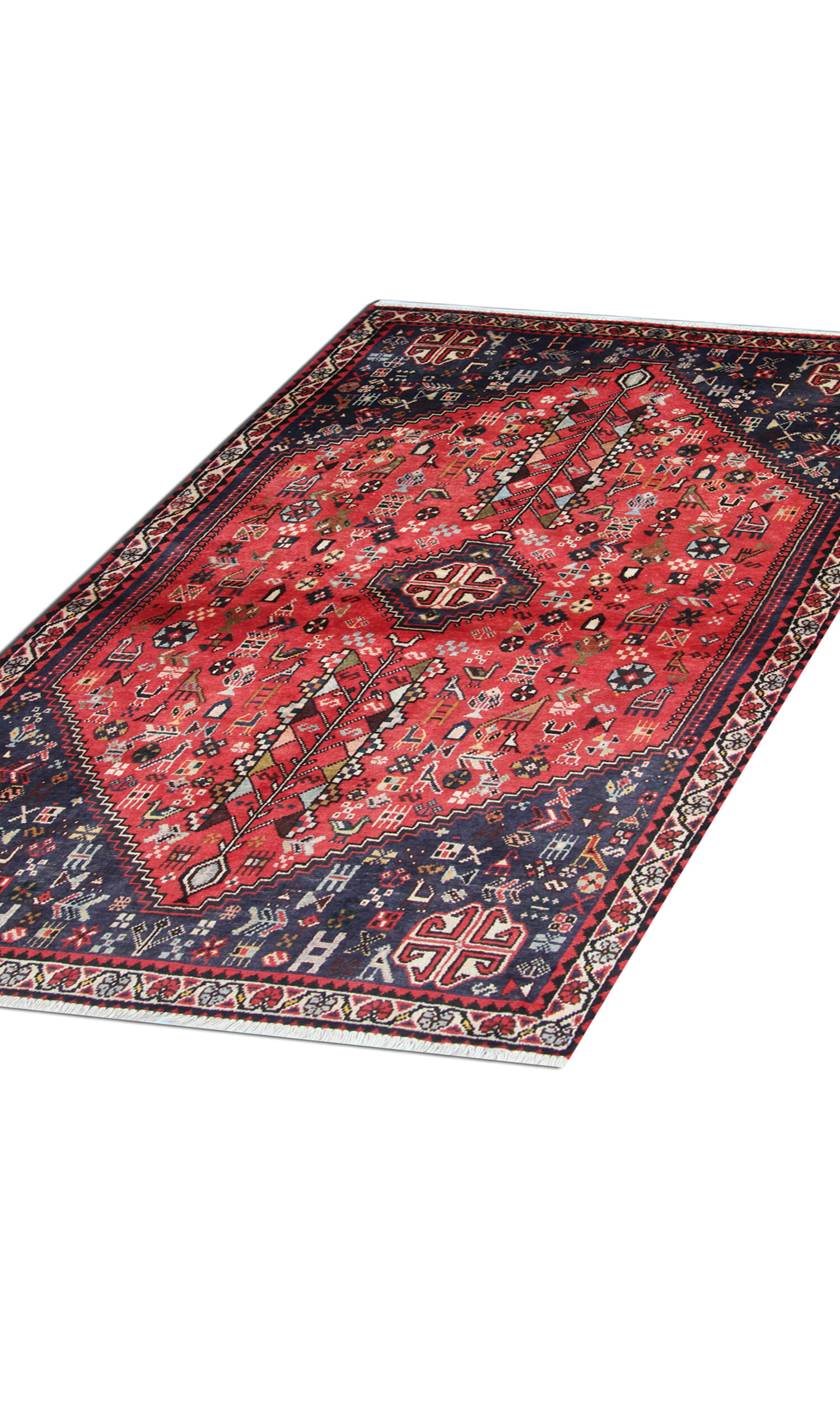 Tapis persan rouge fait à la main  103x158cm