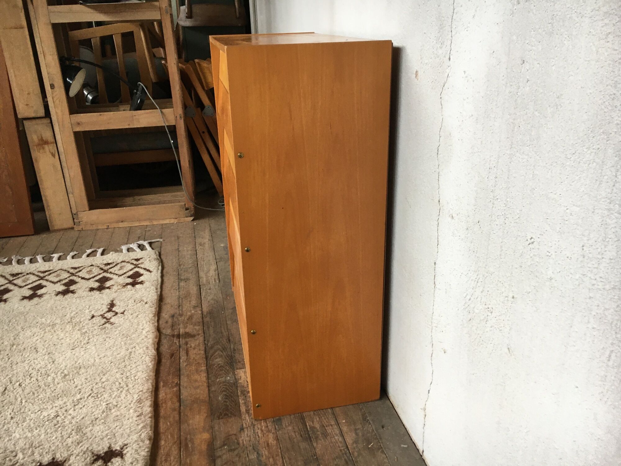 Shoe cabinet in light wood year 1960 vintage