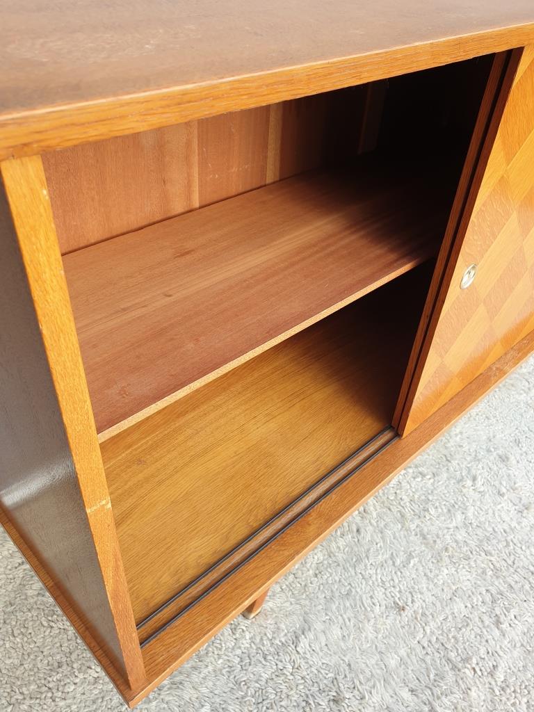 Sideboard 1960 diamond marquetry and showcase 180x45