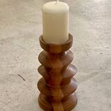 Turned wooden candle holder