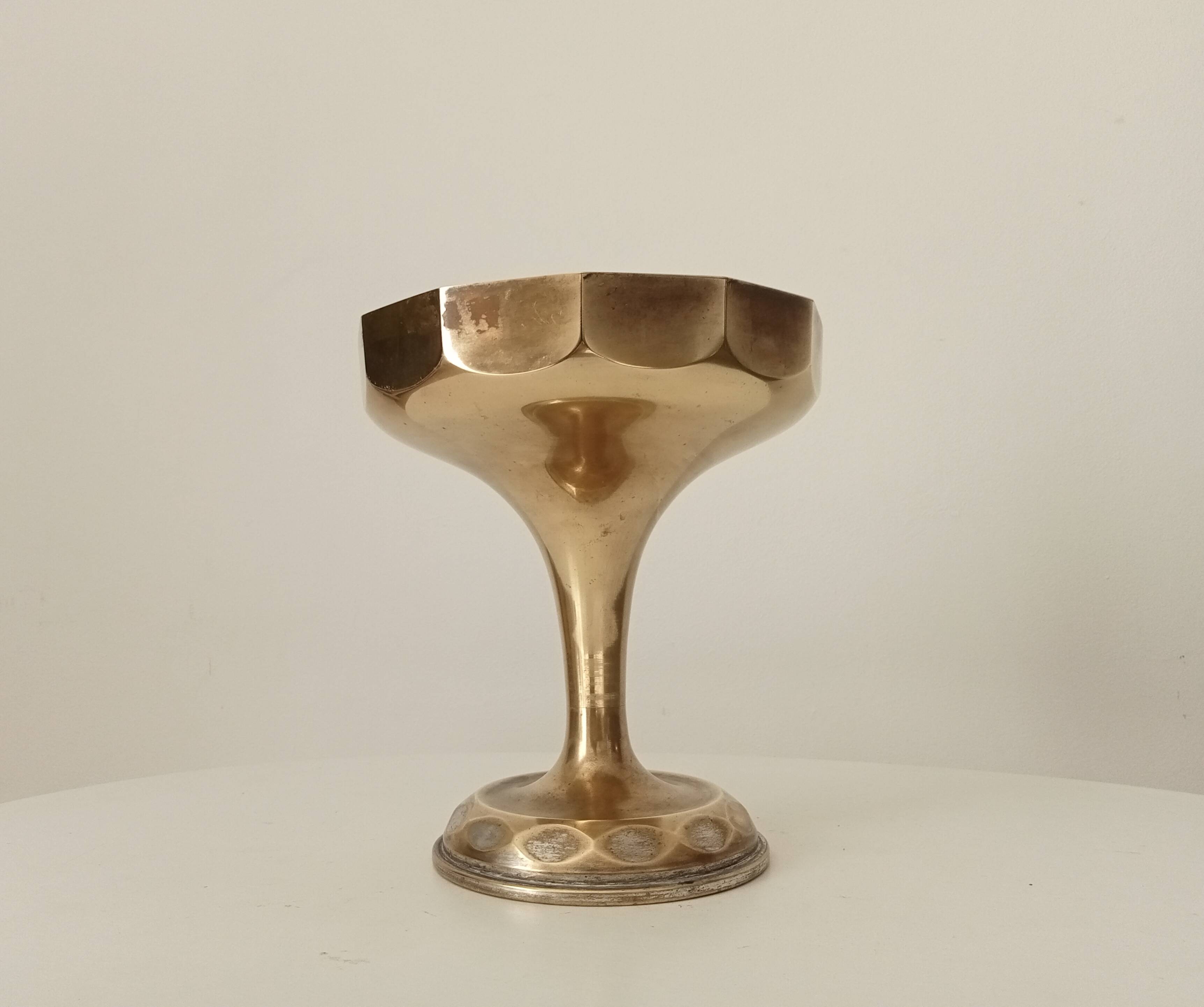 Antique art deco footed cup in gilded brass