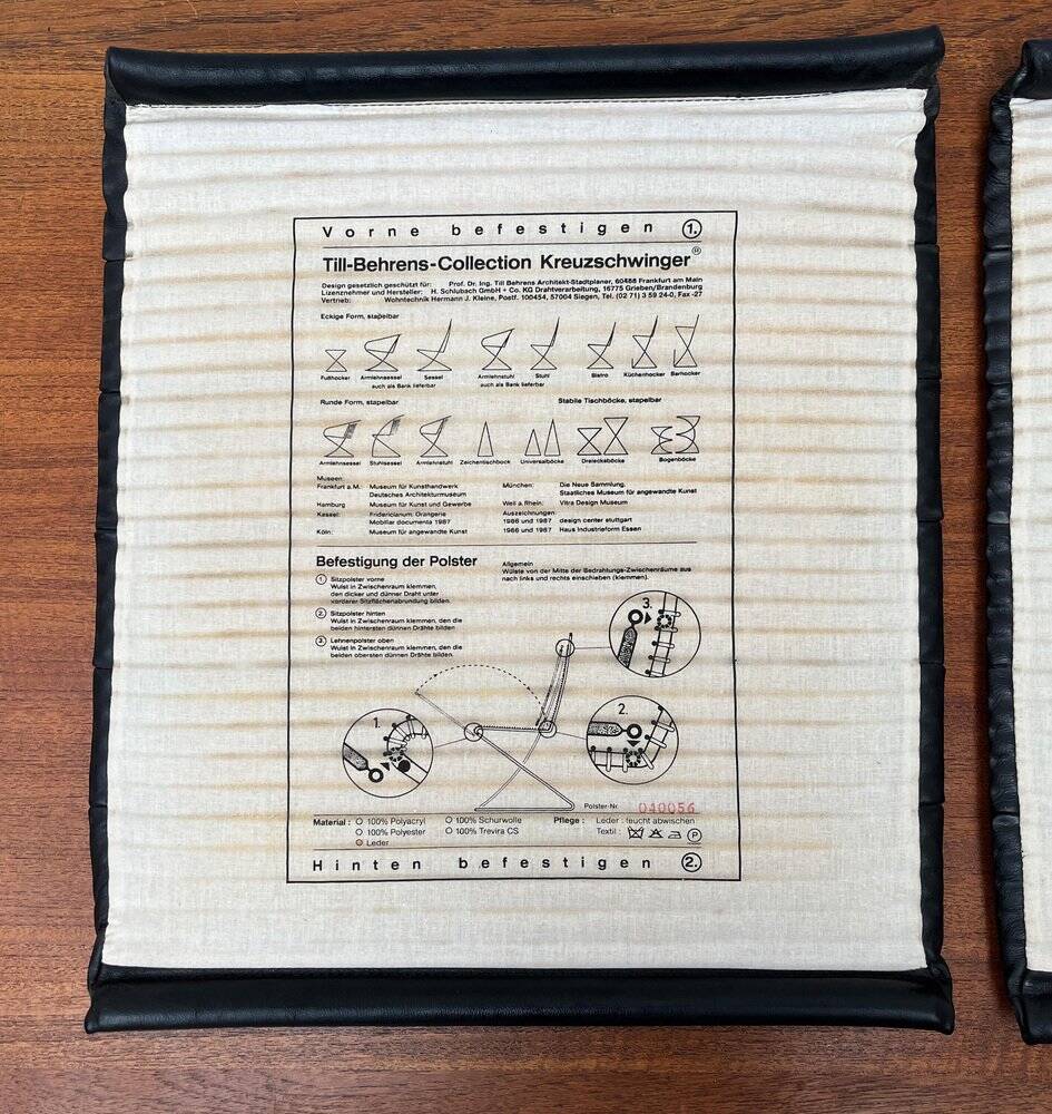 Leather cushion for postmodern Kreuzschwinger chair by Till Behrens, 1980s, set of 2.