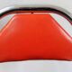 Vintage chrome metal bar stools wood and black and Red skai